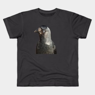 Side Profile Of A Beady Eyed Jackdaw Cut Out Kids T-Shirt